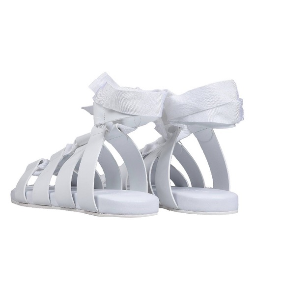 ⭐️ JIL SANDER ⭐️ WHITE GLADIATOR SOFT LEATHER SANDALS W/ WRAPPING STRAPS SIZE: 6 - Picture 3 of 4